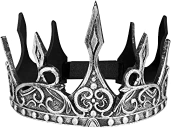 Amosfun Silver Retro King Crown Royal Medieval Crown Antique Cosplay Tiara for Party