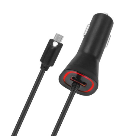 Rapid Dual Car Charger with Micro USB - For Samsung Galaxy S6 S5 S3 S4 Note2 Note3 - Motorola Droid Turbo Razr Maxx Moto X LG G2 HTC ONE DNA Car Charger