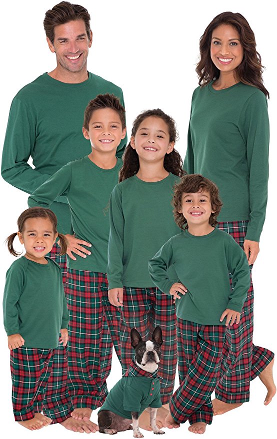PajamaGram Red & Green Plaid Cotton Flannel Christmas Matching Pajamas for the Whole Family