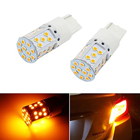 iJDMTOY (2) No Resistor, No Hyper Flash 21W High Power Amber 7440 W21W T20 LED Bulbs For Car Front or Rear Turn Signal Lights