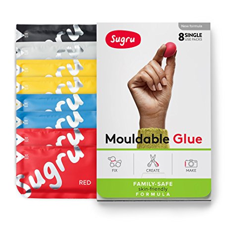 Sugru Mouldable Glue - Family-Safe | Skin-Friendly Formula - Classic Colours 8-Pack