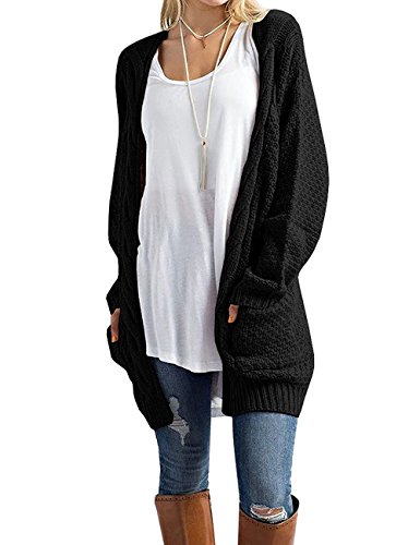Xiakolaka Women's Long Sleeve Solid Sweater Open Front Cable Knit Cardigans