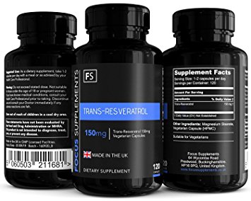 Trans-Resveratrol - 2 Months Supply - Made in GMP Licensed Facilities (120 Vegetarian Capspules - 150mg - 1 Bottle)