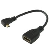 Afunta 90 Degree Micro HDMI Right-toward Male to HDMI Female Cable Adapter Length 17cm