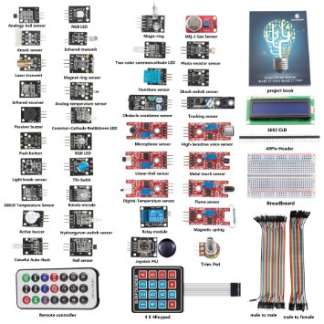 SunFounder 37 modules Arduino Sensor Kit for Arduino UNO R3 Mega2560 Mega328 Nano (without controller) - Including 87 Page Instructions Book