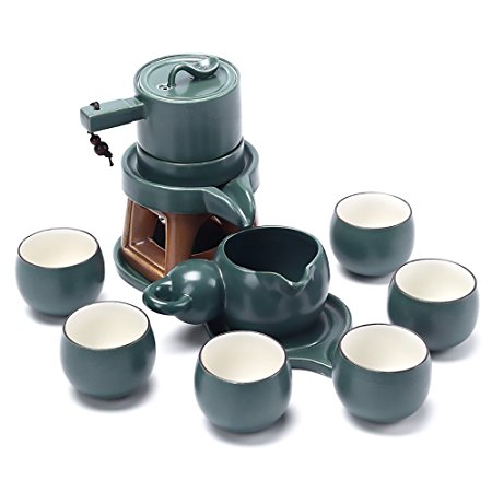 Ufine Chinese Tea Service Ceramic Hot Tea Set Kungfu Automatic Handmade With Imitation Stone Design Gongfu Porcelain Tea Set of 10 Gift Box Zen Japanese Style