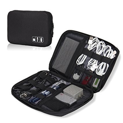 Hynes Eagle Travel Universal Cable Organizer Electronics Accessories Cases For Various USB, Phone, Charger and Cable, Black
