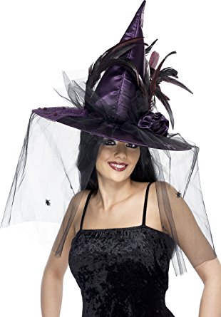 Smiffys Women's Purple Deluxe Witch Hat