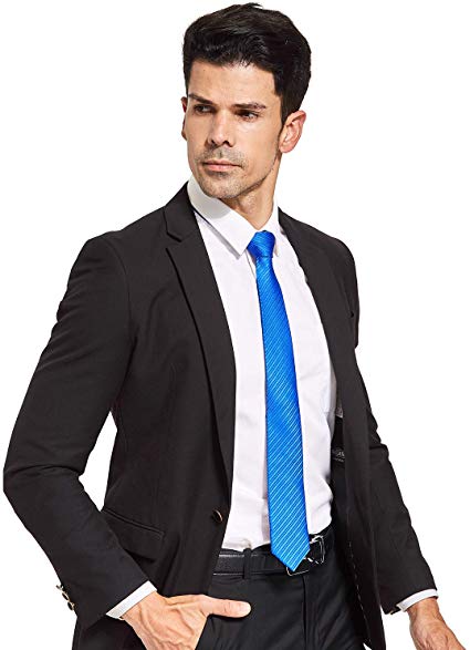 Landisun Mens Solid Tie Eco-friendly Skinny Fashion Slim Tie Stripe Tie Free Hanky