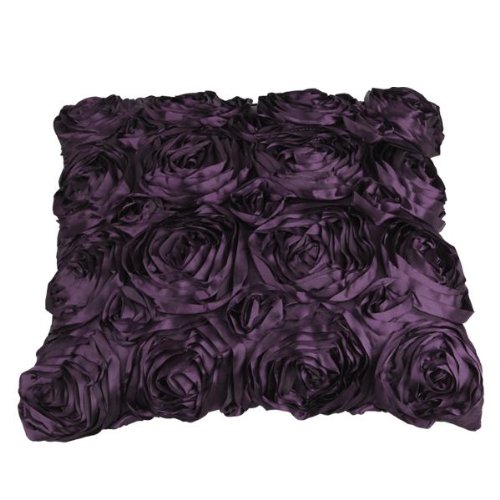 VivReal Purple Satin Rose Flower Square Pillow Cushion Pillowcase Case Cover