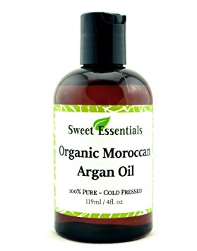 100% Pure Organic Moroccan Argan Oil -4oz- Imported from Morocco - From Raw Unraosted Nuts - Miracle Oil For Every Skin Condition, Hair, Nails, Anti-aging & More! By Sweet Essentials
