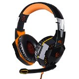 EasySMX Comfortable LED 35mm Stereo Gaming LED Lighting Over-Ear Headphone Headset Headband with Mic for PC Computer Game With Noise Canelling and Volume Control Orange