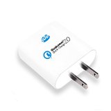Qualcomm Certified JDB 18W USB Turbo Travel Quick Charger AC Wall Charger with Qualcomm Quick Charge 20 Technology for Samsung Galaxy S6 Edge  S6 Note 4  Edge HTC One M9 and More - White