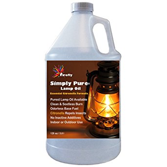 Firefly Citronella Paraffin Lamp Oil - 1 Gallon - Odorless Base & Smokeless - Ultra Clean Burning Paraffin Oil with Citronella Oil