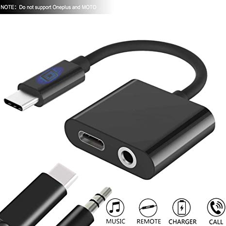 CHZHL USB C Type C Audio Headphone and Charger Jack 2 in 1 Adapter, USB C to 3.5mm Aux Adapter Compatible for Pixel 2/2XL/3/3XL, Pad Pro 2018, HTC, Essential Phone and More