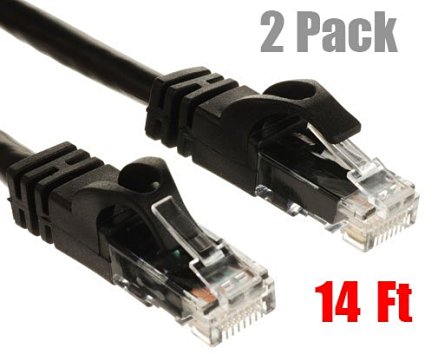 iMBAPrice (2 PACK) 14 Ft Cat6 Ethernet Network Patch Cable RJ45 Black