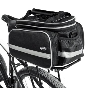 Tancendes Bike Rear Bag Lengthened Shoulder Strap waterproof Nylon Bicycle Seat Trunk Bag with Raincoat
