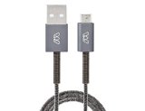 MOS Spring  Micro USB Cable - Aluminum Heads Steel Spring Relief and Exoskeleton Braided Jacket Deep Grey 3 ft
