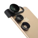 Upgraded Fisheye LensVicTsing 3 in 1 Clip-On 180 Degree Supreme Fisheye II 065x Wide Angle II  Macro Lens Camera Photo Kit For Apple iPhone For iPhone 6  6 Plus iPhone 5 5S 4 4S iPad Air 21 iPad 432 iPad Mini 321 Tablet PC Laptops Samsung Galaxy S5S4S3 Galaxy Note 432 Blackberry Bold Touch Sony Xperia Motorola Droid and Other Smart Phones Black