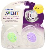 Philips Avent BPA Free Contemporary Freeflow Pacifier Colors and Designs May Vary 0-6 Months 2 Count