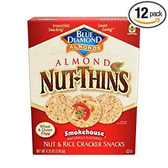 Blue Diamond Almond Nut-Thins Cracker Crisps, Smokehouse, 4.25 Ounce (Pack of 12)