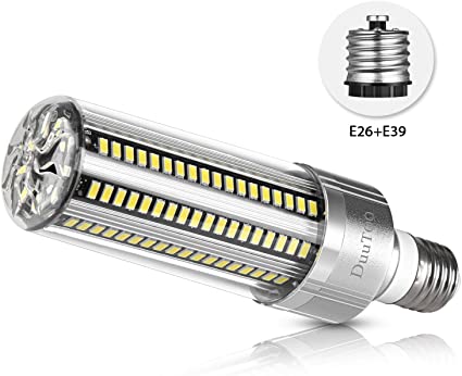 DuuToo Led Corn Light Bulbs 54W(400 Watt Equivalent 6500LM 6500K) Super Bright Daylight Corn Bulb E26 to E39 Mogul Base Adapter for Garage Warehouse Workshop - Large Area Commercial Ceiling Lights