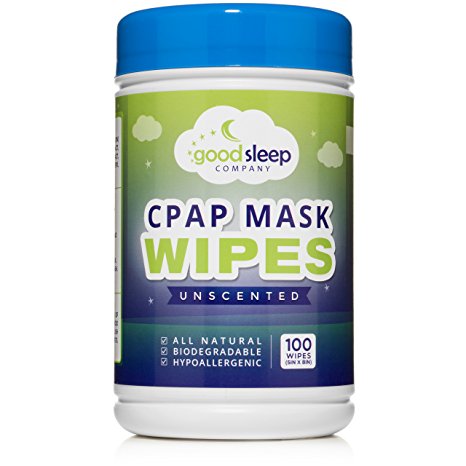 CPAP Mask Wipes, 100 Pack Unscented | Natural Formula, 100% Cotton and Biodegradable | Specially Formulated to Safely Clean Your CPAP Mask