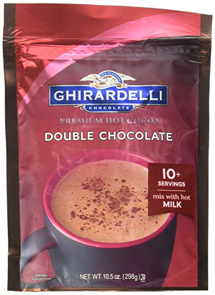 Ghirardelli Hot Chocolate Pouch, Double Chocolate, 10.5 Ounce