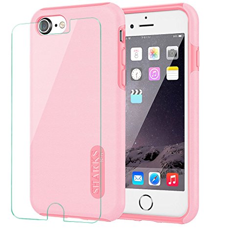 iPhone 8 7 Case, Singularity Products [Commuter Series]w/[iPhone 8 7 Glass Screen Protector][Shock Absorbent][Scratch Resistant] Heavy Duty Dual Layer Protective Rubber Case Cover - Matte Pink