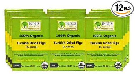 Indus Organics Turkish Figs Diced, 40 gm (Pack of 12), Sulfate Free, No Added Sugar, Premium Grade Freshly Packed