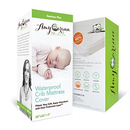 ACC Bamboo Crib Mattress Cover - 28"x52" 9". Waterproof   Dryer Friendly   Hypoallergenic. Very Soft & Extremely Absorbent - Quilted & Fitted - Natural Fabric. Perfect Protector Pad for Your Crib!