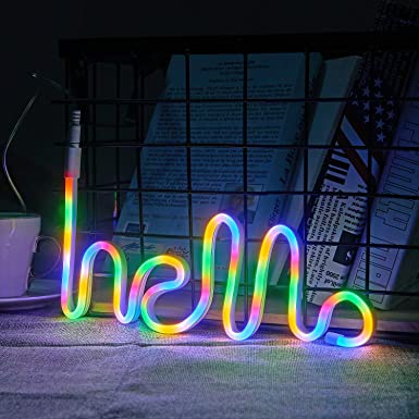 Colorful LED Neon Signs, A-1ux 3.28FT Shapeable LED Neon Light Strips Silicone Waterproof case, DIY Neon Art Decorative Lights Wall Decor for Bedroom/Wedding/Holiday/Party/Bar Decoration-Mutli Color