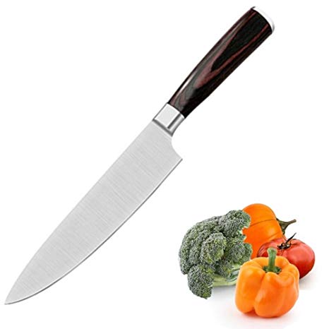 JmeGe 8 Inch Chef Knife Premium Stainless Steel Cooking Kitchen Knife for Professional Chef with Wooden Handle