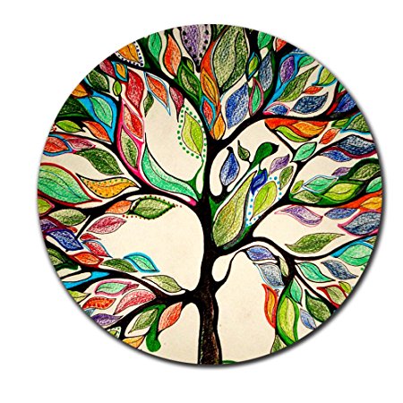 Tree of Life Gorgeous Like Leather Customized Round Mouse Pad