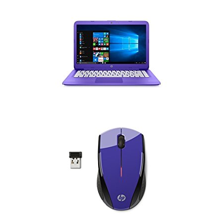 HP Stream Laptop PC 14-ax020nr (Intel Celeron N3060, 4 GB RAM, 32 GB eMMC) with Office 365 Personal for one year and HP X3000 Wireless Mouse, Purple (K5D29AA#ABA)