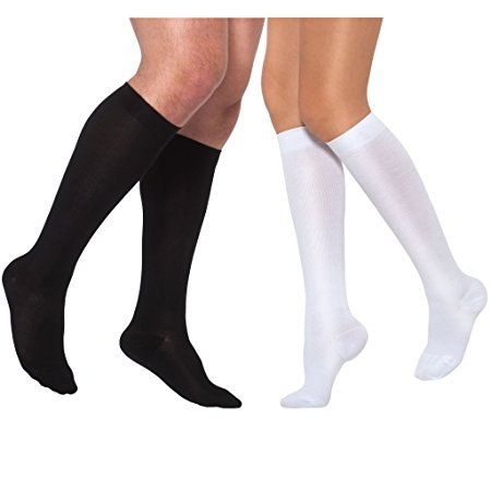 Healthweir Graduated Compression Cotton Socks 15-20 mmHg (EU 18-22 mmHg) Class 1 for Men & Women - Made in Italy - Ideal for Everyday Use, Travel, Recovery, Support, Nursing & Pregnancy (5, Black)