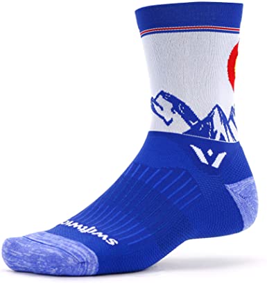 Swiftwick- VISION FIVE Running & Cycling Socks for Men & Women- Fast Dry, Cushioned, Crew