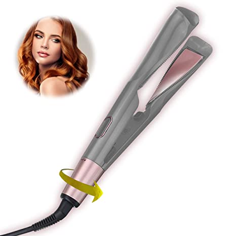 CHARMINER Professional Hair Straightener Curling Iron 2 in 1, Flat Iron Curling Iron, Tourmaline Twisted Beauty Hair Tools with LCD Digital Display&Auto Shut-Off Functions for All Hair Styling（GRAY）