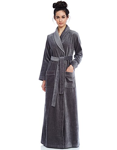 Long Women's Terry Cotton Bath Robe - Toweling with Belt - Floral - Cinderella