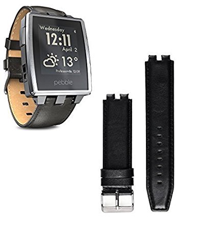 BlueBeach Pebble Steel Smart Watch Leather Strap Bracelet