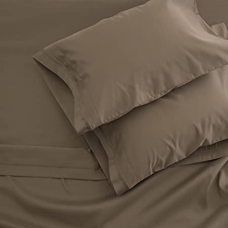 1000 Thread Count Bed Sheet Sets - Luxurious 100% Egyptian Cotton Deep Pocket Sheets - Bedding Set Includes One Flat Sheet, One Fitted Sheet & Two Pillowcases - King Size, Taupe