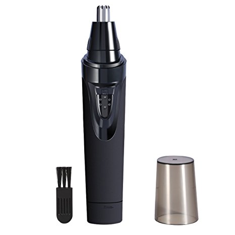 HURRISE Nose and Ear Hair Trimmer No Noise with Waterproof Stainless Steel Rotation Small for Travel for Men and Women，Power Indictor Light