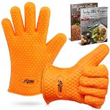 Heat Resistant Silicone Barbecue Gloves for grilling smoking cooking or baking  Best as Pot Holder Grill Tool or Oven Mitts