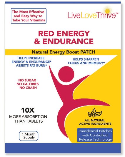 LLT Red Energy and Endurance Patch - Natural Energy - USA Made - 30 Patches