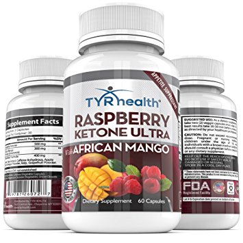 TYR Health Raspberry Ketones Ultra (60 Capsules) – Natural Weight Loss Supplement with African Mango & Green Tea Extract – Body Cleanse and Fat Burning Detoxifier – Boosts Energy & Metabolism