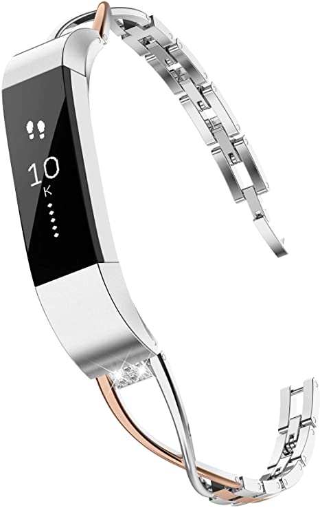 TOYOUTHS Compatible with Fitbit Alta Bands and Fitbit Alta HR Bands, Rhinestone Replacement Bands Accessories Straps Wrist Bands for Women (Gold)
