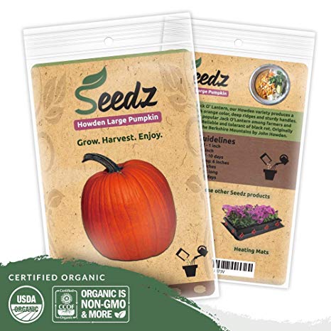 Organic Pumpkin Seeds (APPR. 30) Howden Pumpkin - Heirloom Vegetable Seeds - Certified Organic, Non-GMO, Non Hybrid - USA
