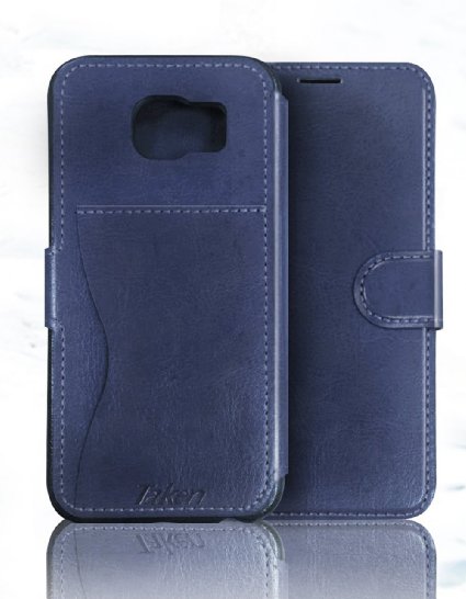 Taken Samsung Galaxy S6 Case - Wallet Case PU Leather - Card Slot - slim - not edge Sapphire Blue
