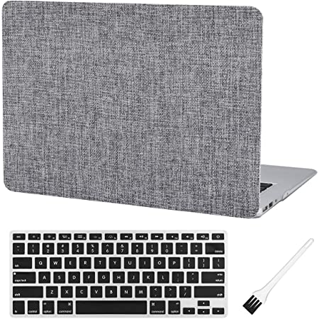 MacBook Air 13 inch Case A1369 A1466 Laptop Hard Case Matte Rubberized Plastic Hard Shell Case Cover (Old Version 2010-2017) & Silicon Keyboard Cover & Dust Brush-Grey Fabric Texture