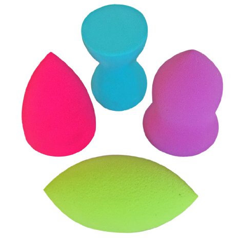 4 Pc Set PRO Beauty Sponge Blender Makeup Sponges for Blending Highlighting and Contouring Sheer Flawless Coverage with Liquid Creams and Powders Compares to the Original